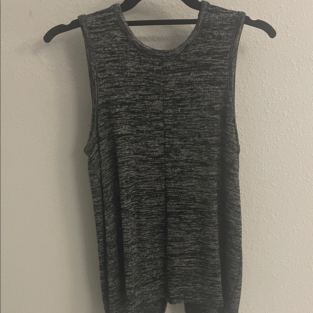 Heathered sleeveless top with open back